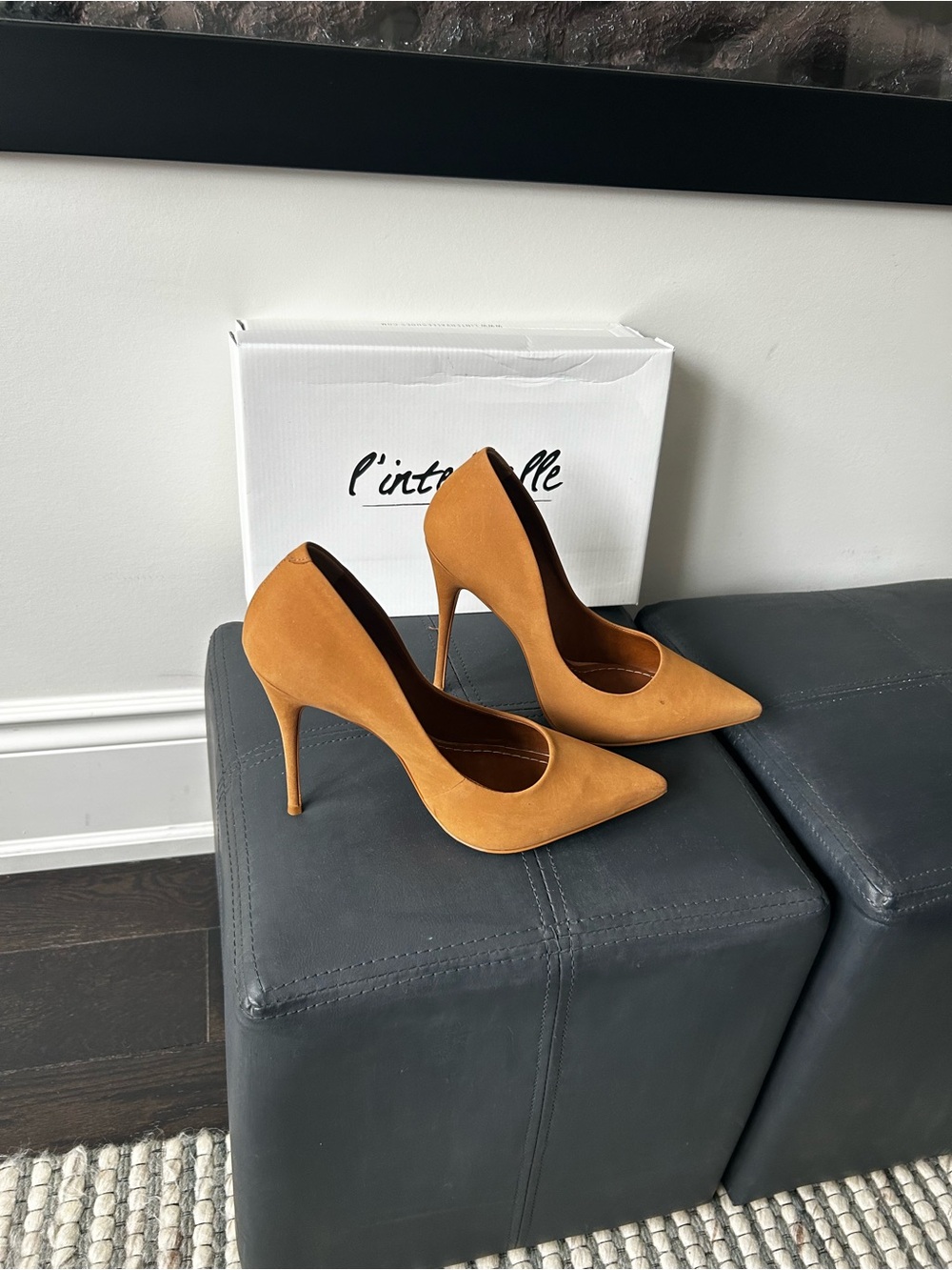 L'INTERVALLE Women's Tan Suede Pointed Toe Stiletto Heels